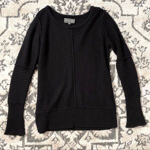 - Michael Stars black moto ribbed knit sweater size small punk goth